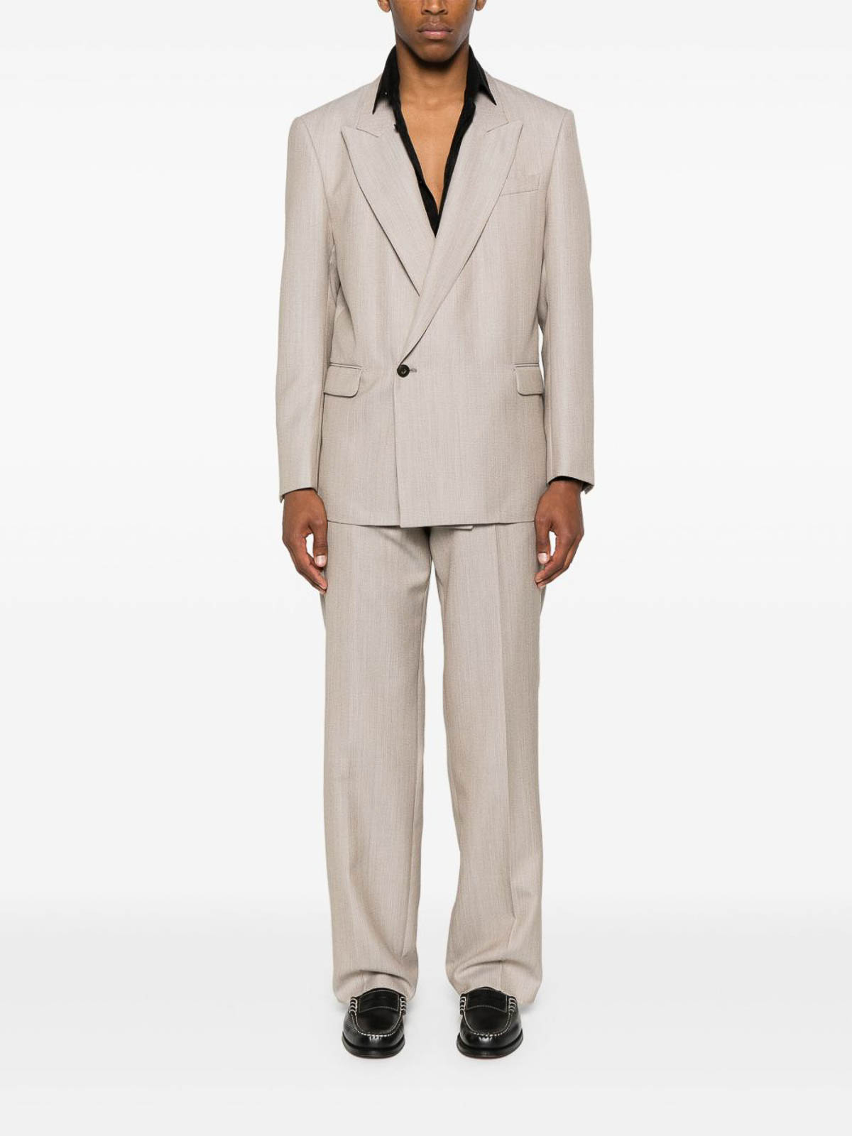 Emporio Armani Wool Single-breasted Suit In Neutral