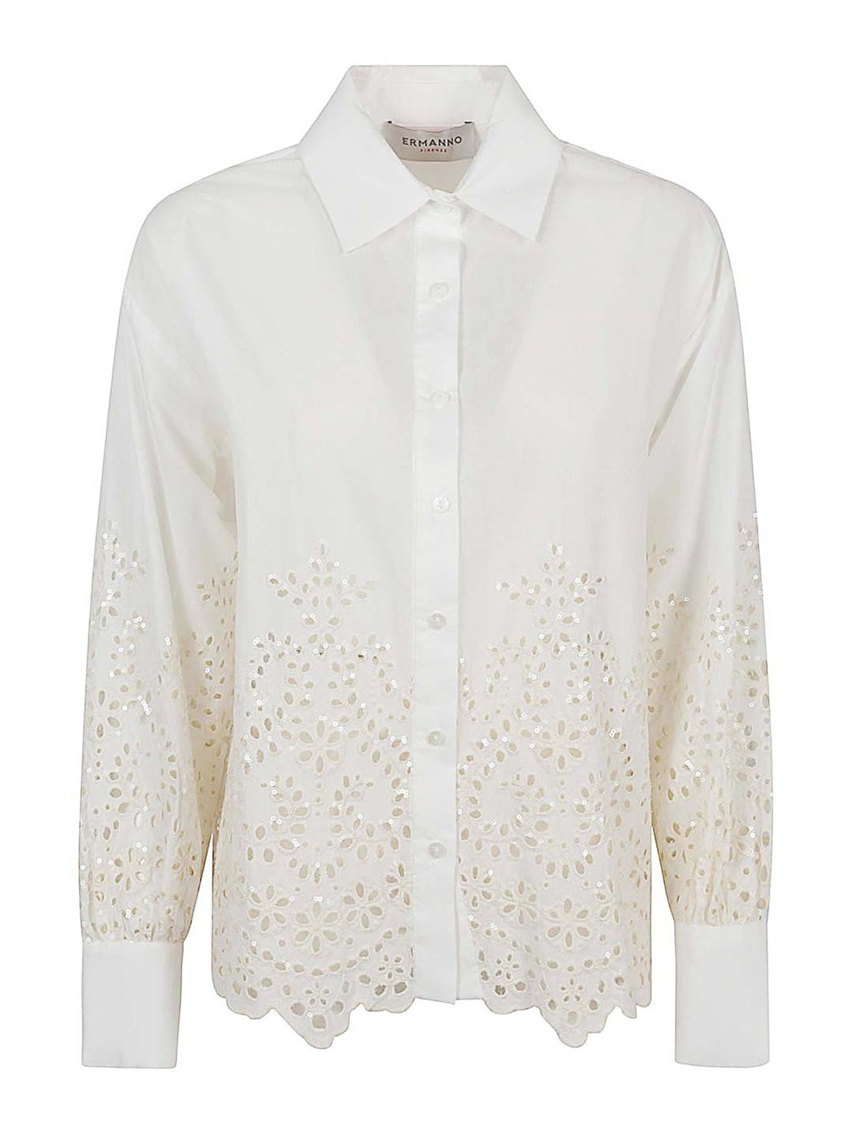 Ermanno Firenze Cotton Embroidered Shirt In White