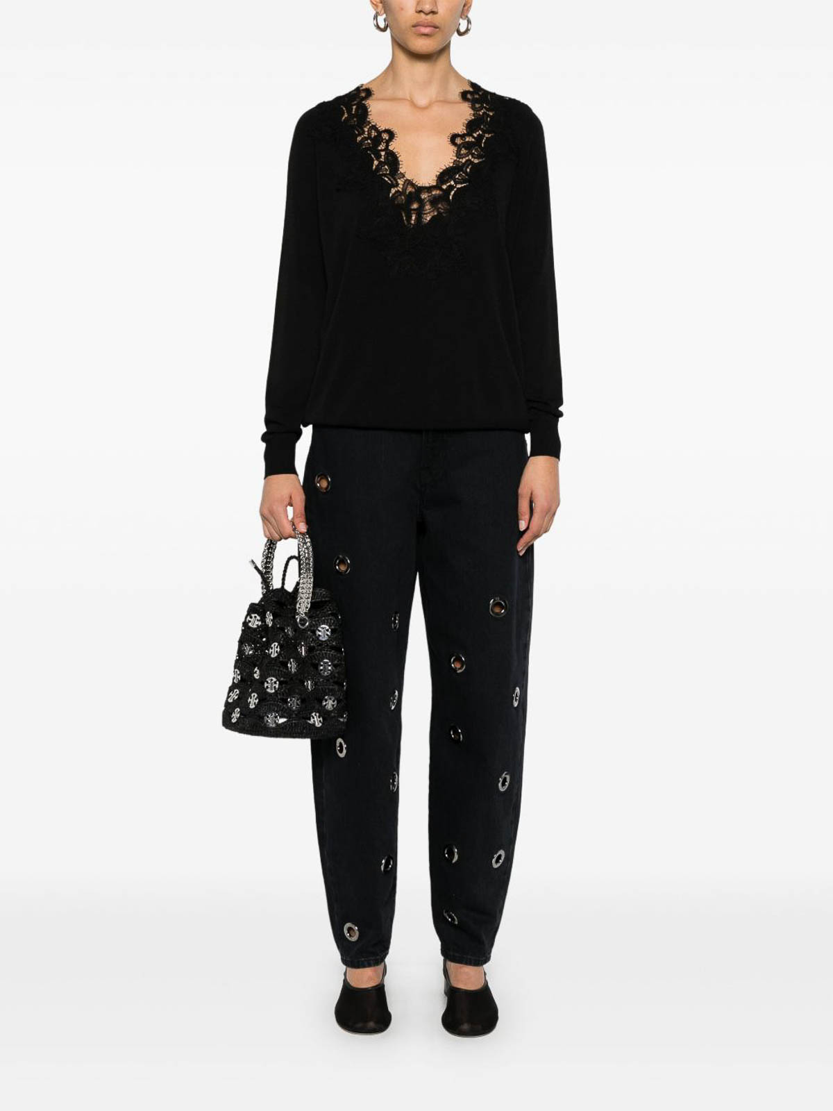 Ermanno Firenze Long-sleeved Sweater In Black
