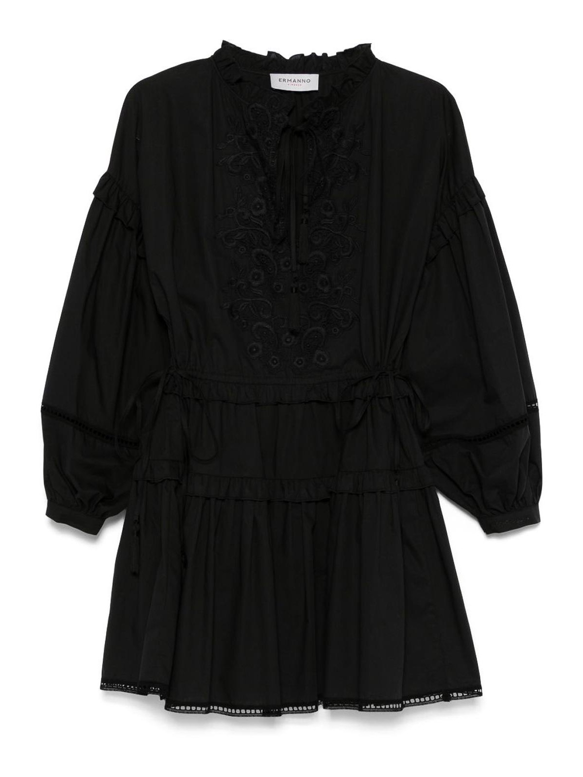 Ermanno Firenze Lace-detail Mini Dress In Black