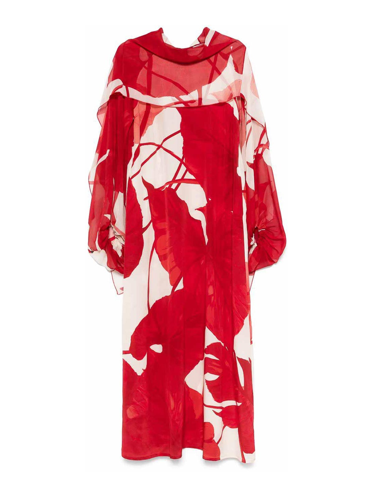 F.r.s For Restless Sleepers Printed Silk Long Dress In White