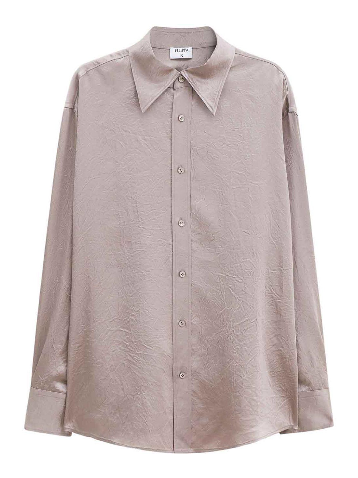 Filippa K Crinkled Long-sleeves Shirt Oversized Collar In Sand