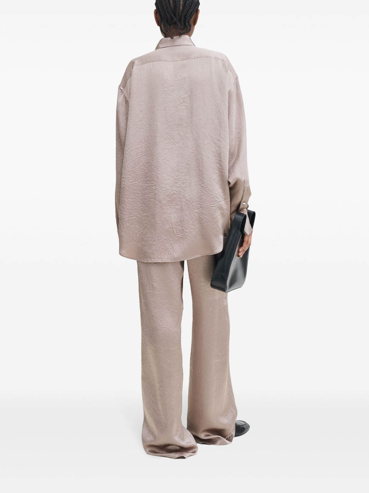 Filippa K Crinkled Long-sleeves Shirt Oversized Collar In Sand