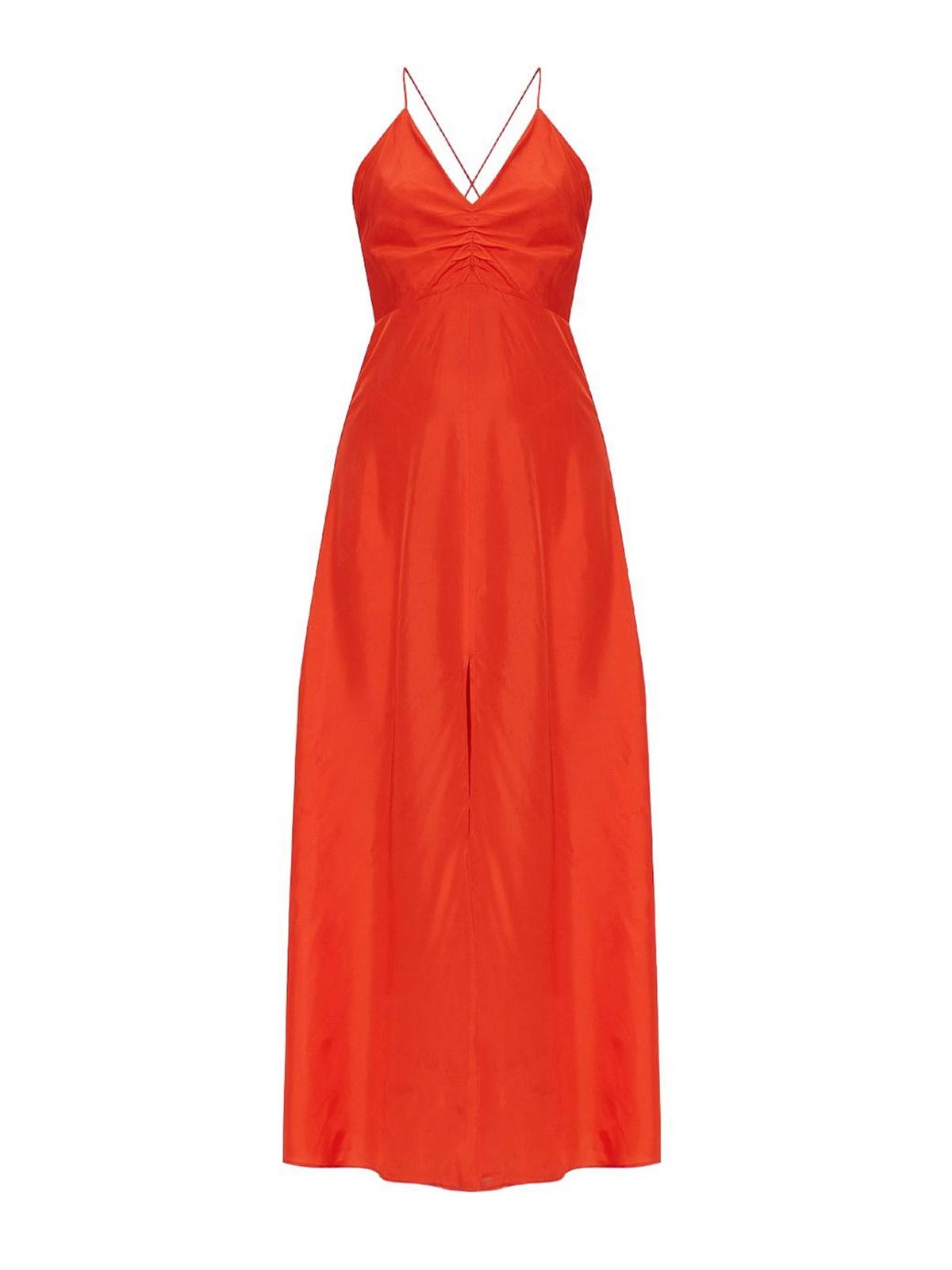 Forte Forte Flowing Silk Maxi Dress With Spaghetti Straps In Orange