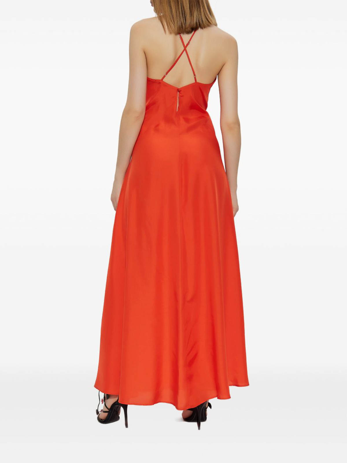 Forte Forte Flowing Silk Maxi Dress With Spaghetti Straps In Orange