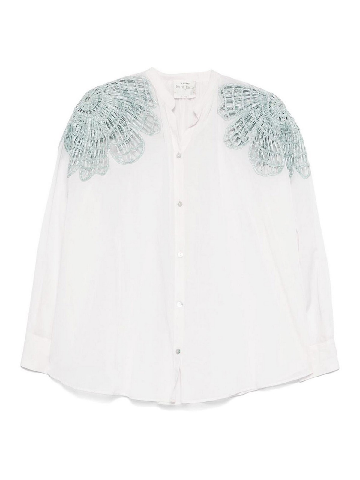 Forte Forte Women Embroidered Cotton Blend Shirt In Neutral