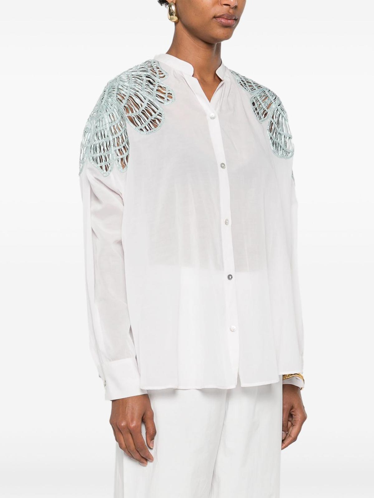 Forte Forte Women Embroidered Cotton Blend Shirt In Neutral