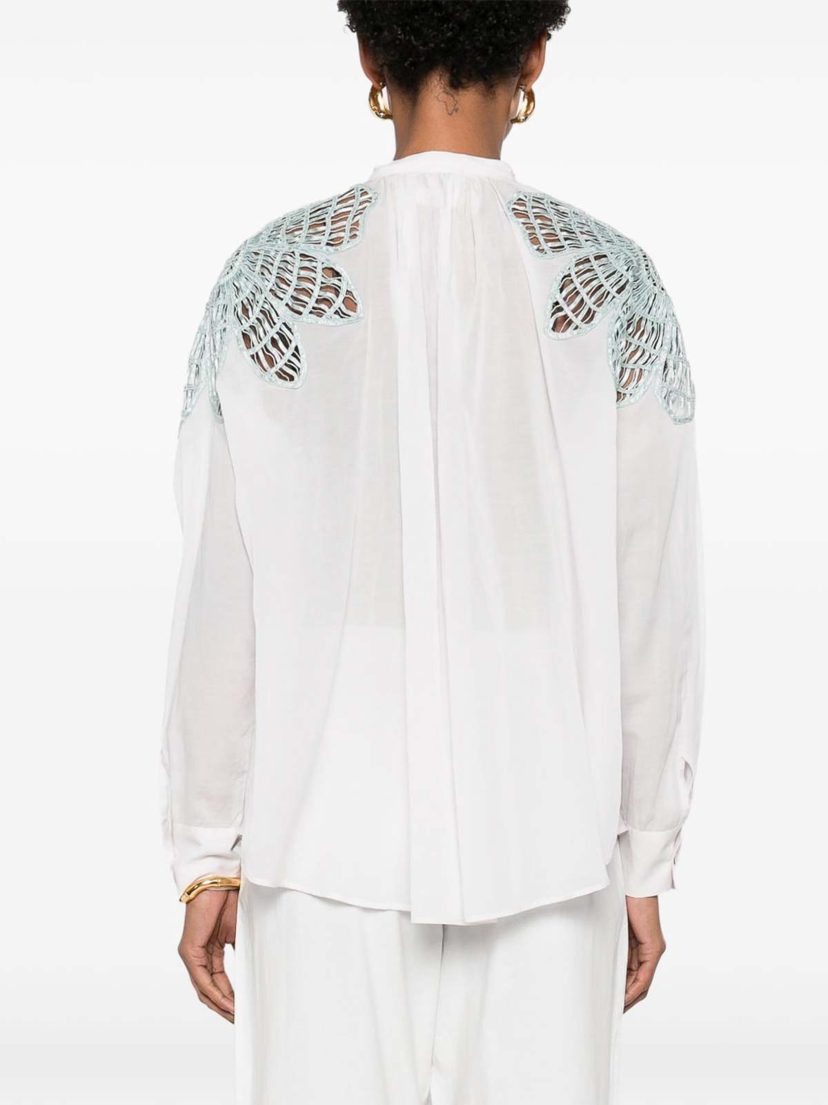 Forte Forte Women Embroidered Cotton Blend Shirt In Neutral