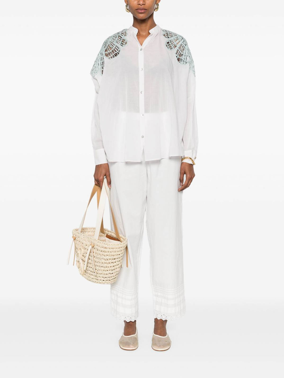 Forte Forte Women Embroidered Cotton Blend Shirt In Neutral