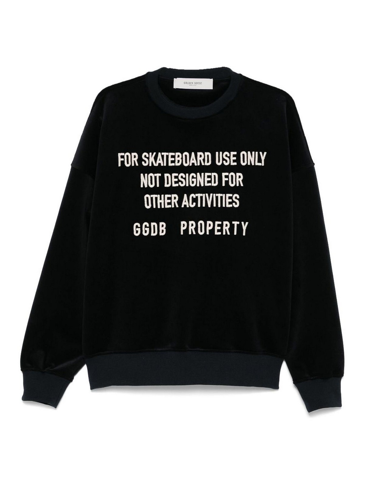 Golden Goose Black Chenille Embroidered Lettering Sweatshirt In Black