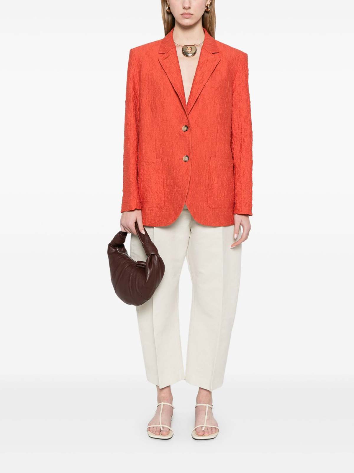 Harris Wharf London Blazer Jacket In Cotton Blend In Orange