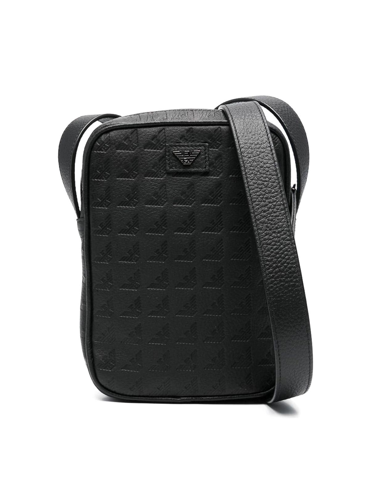 Emporio Armani Logo Leather Pouch In Black