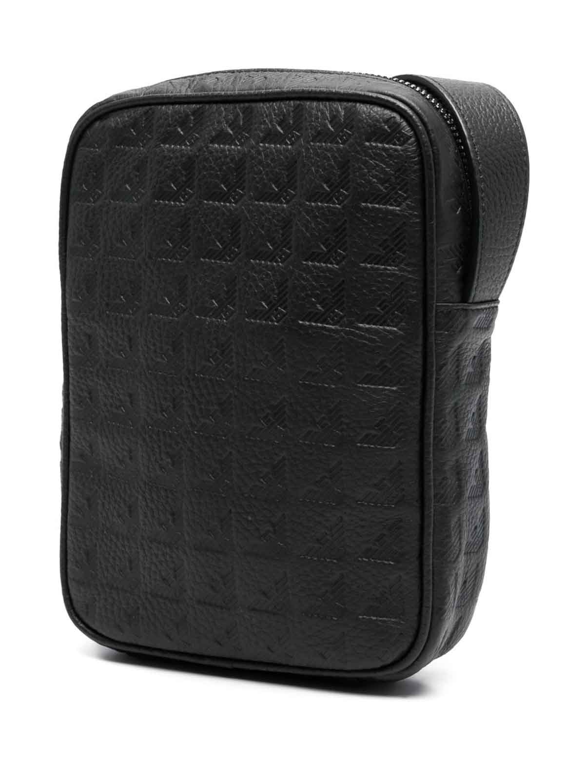Emporio Armani Logo Leather Pouch In Black