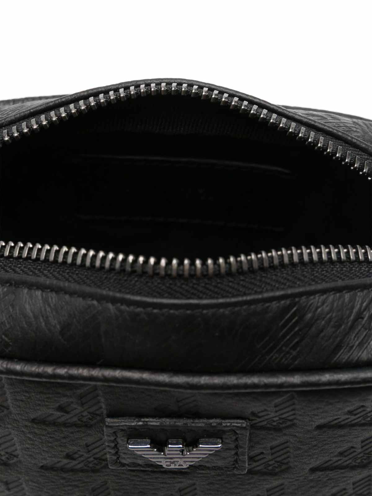 Emporio Armani Logo Leather Pouch In Black