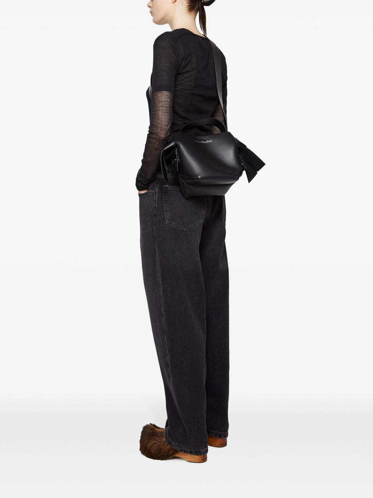 Acne Studios Musubi Mini Leather Shoulder Bag In Black