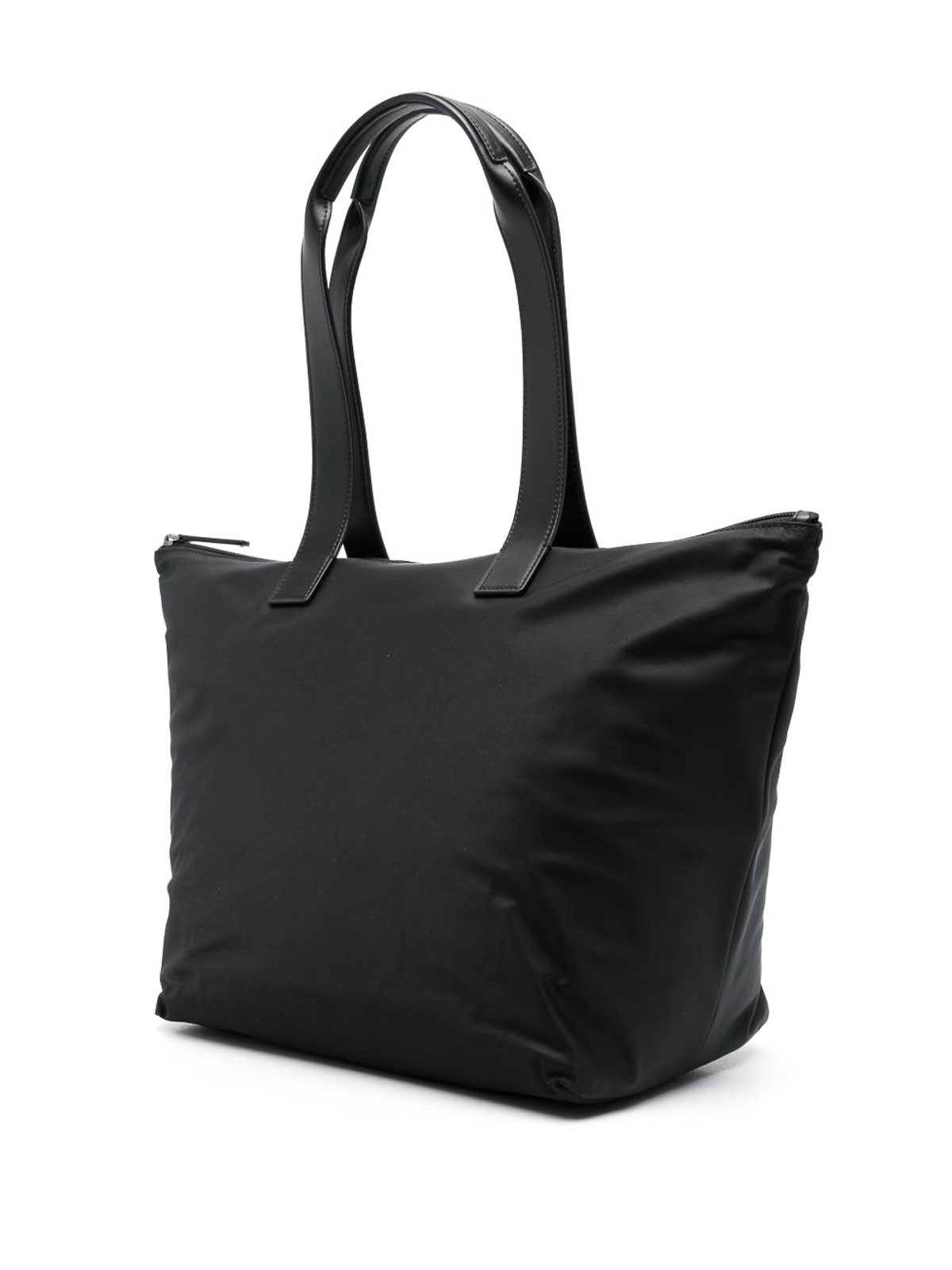 Emporio Armani Modern Black Polyamide Set Shopper With Leather Handles In Black