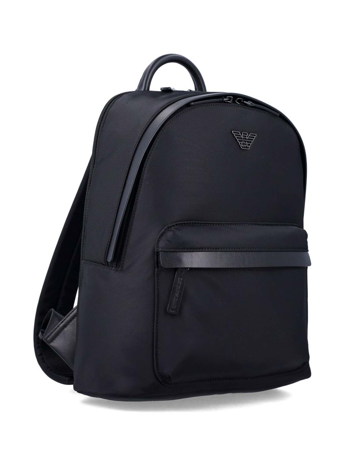 Emporio Armani Logo Nylon Backpack In Black