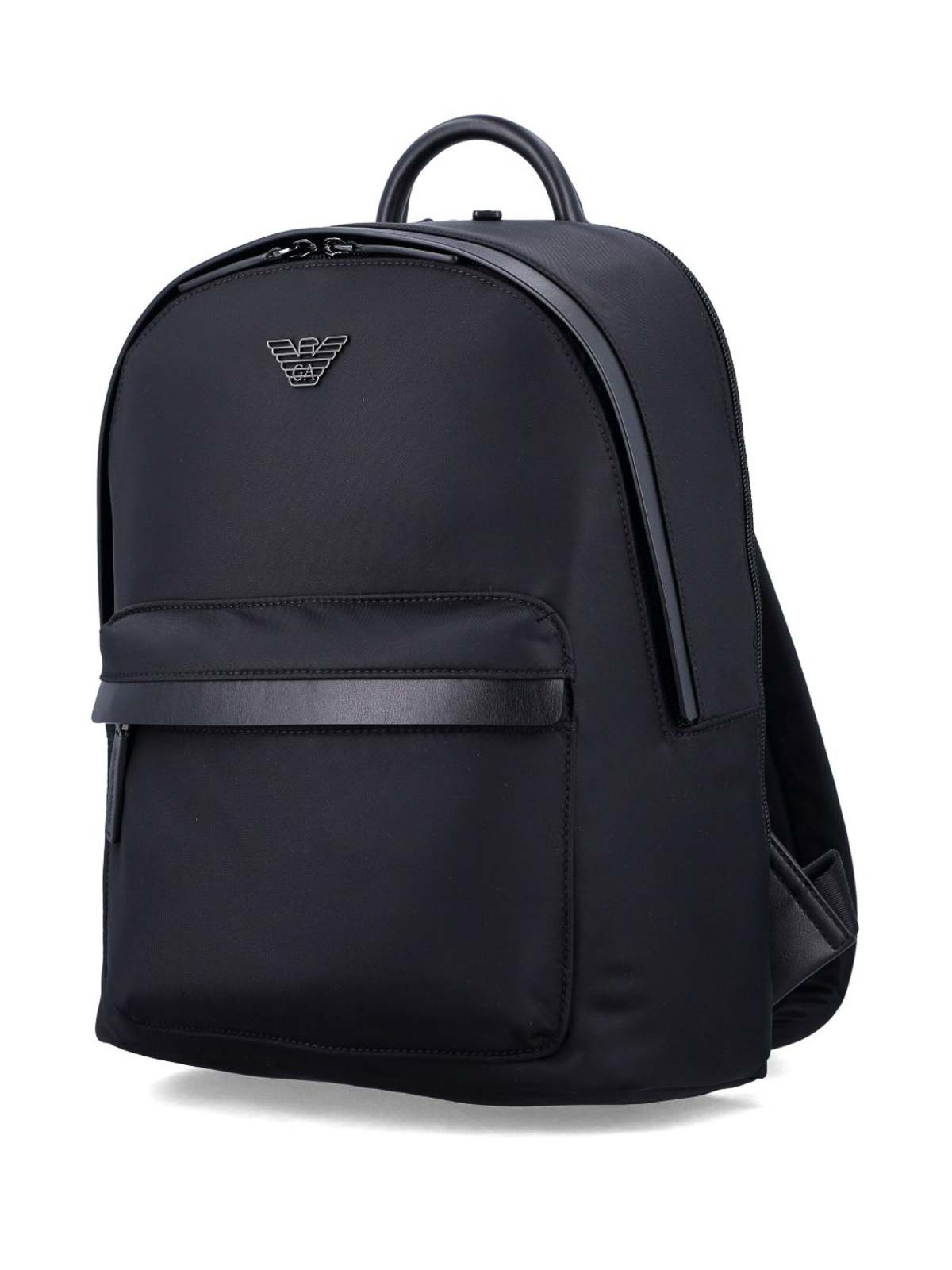 Emporio Armani Logo Nylon Backpack In Black