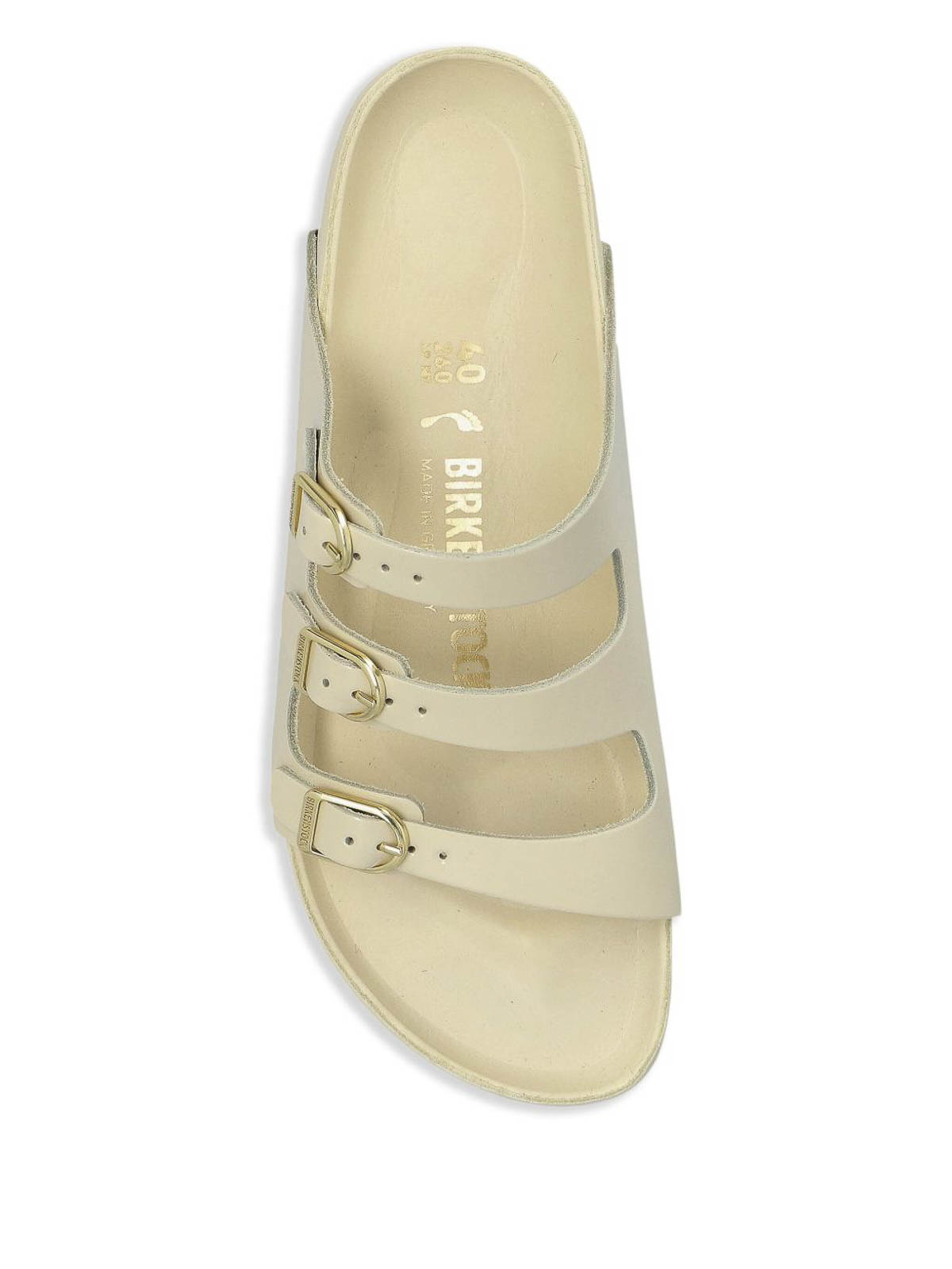 Birkenstock Womens Florida Faux-leather Sandals Ecru Exq High Shine Eur 41 / 8 Uk In Neutral