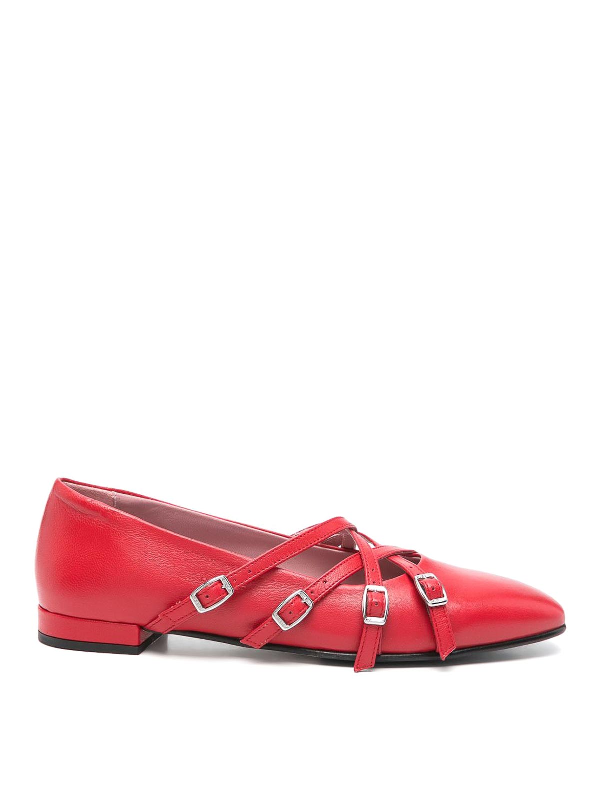 Carel Paris Eloise Leather Ballet Flats In Red