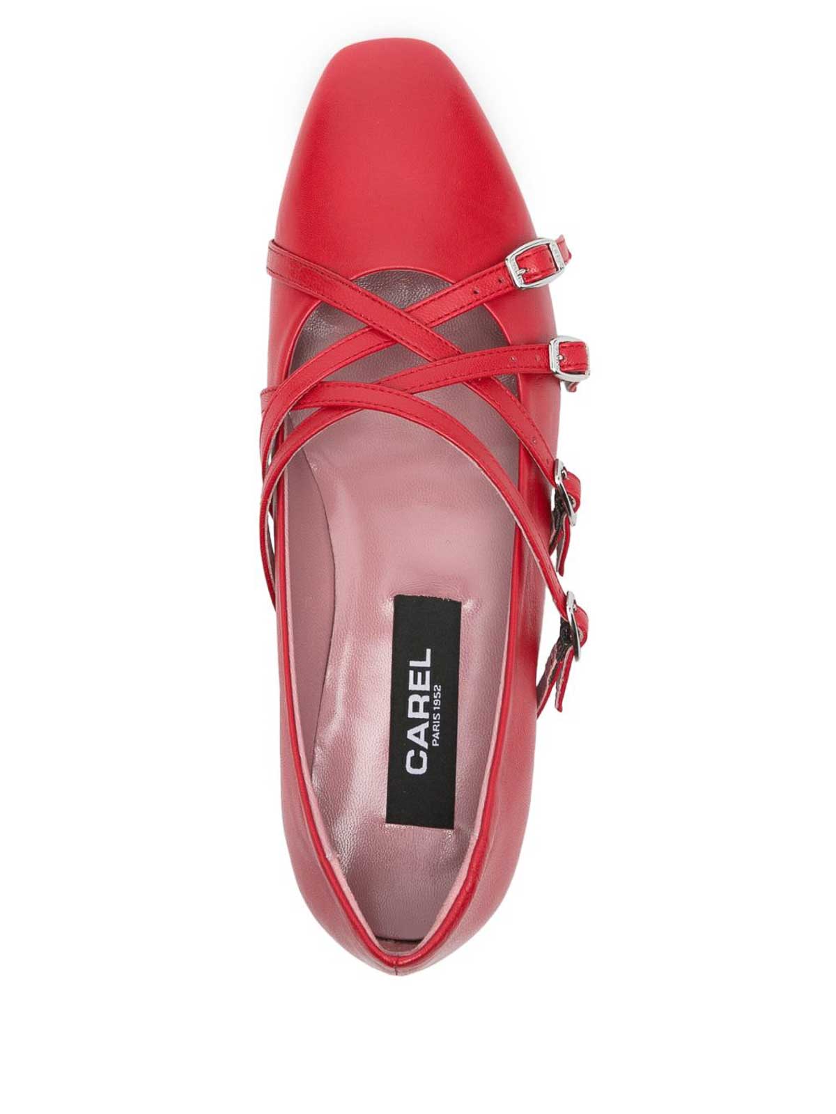 Carel Paris Eloise Leather Ballet Flats In Red