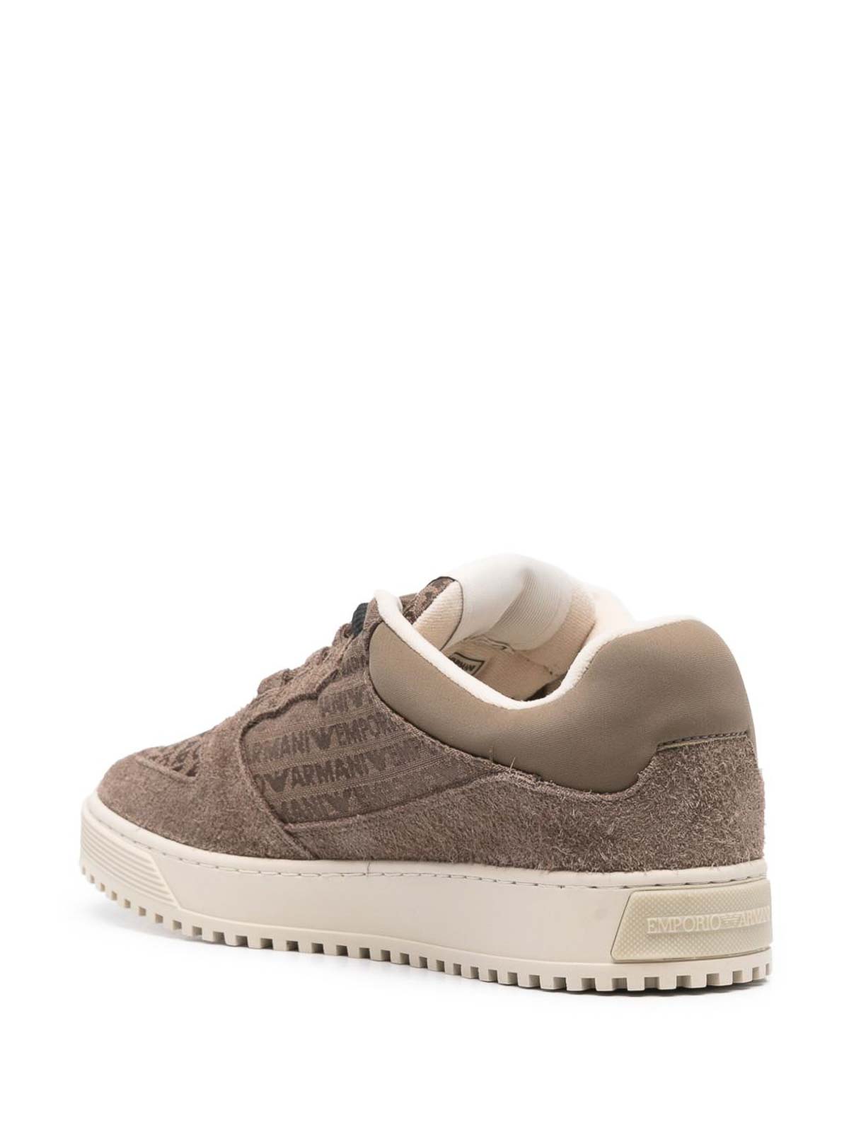 Emporio Armani Suede Leather Sneakers In Brown
