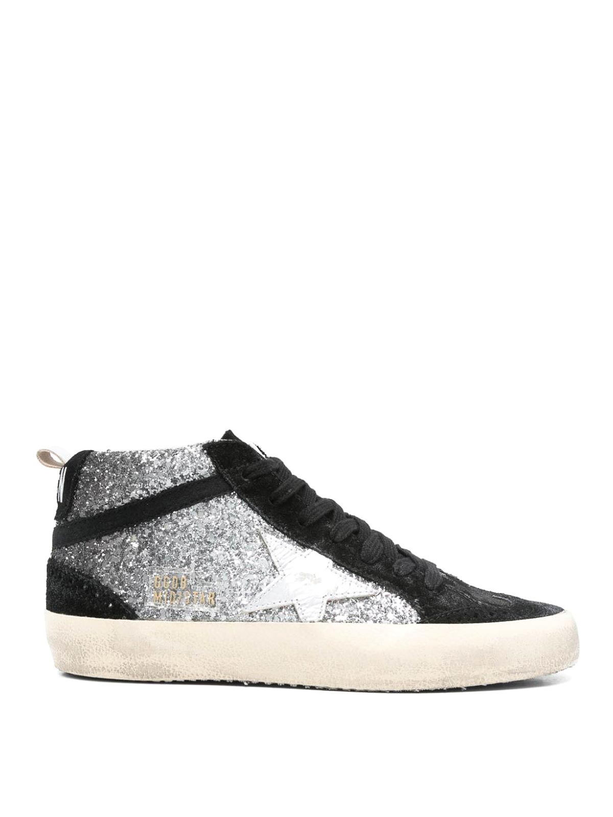 Golden Goose Black Mid Star Leather Sneakers In Black