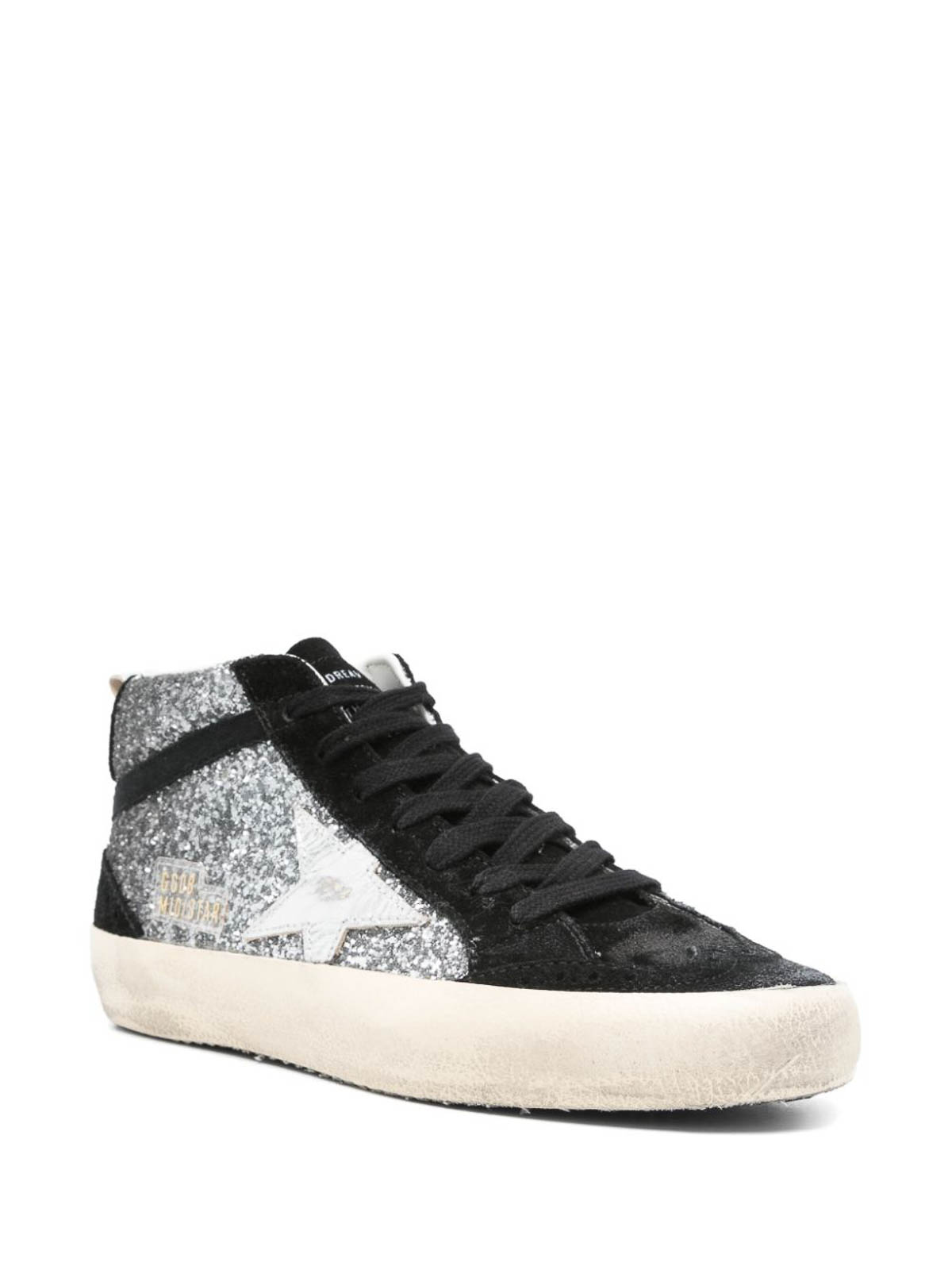 Golden Goose Black Mid Star Leather Sneakers In Black