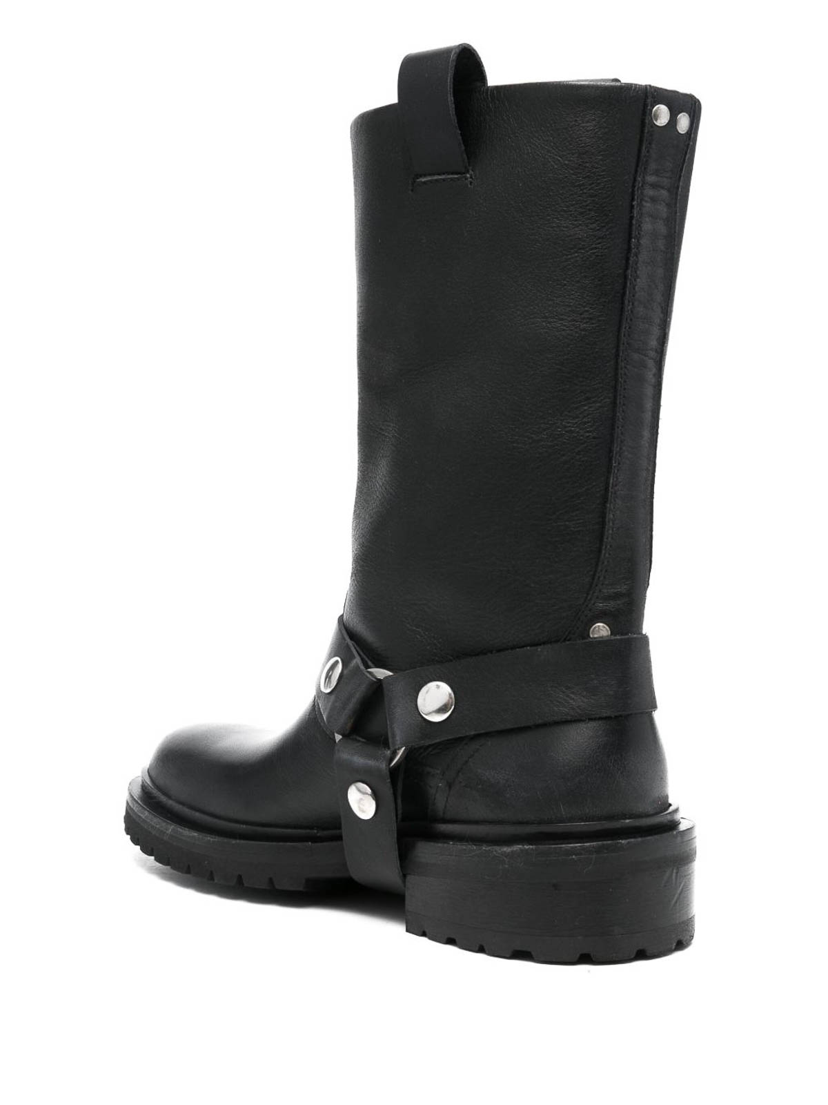 Golden Goose Distressed Black Leather Kurt Boots With Silver Accents In Black