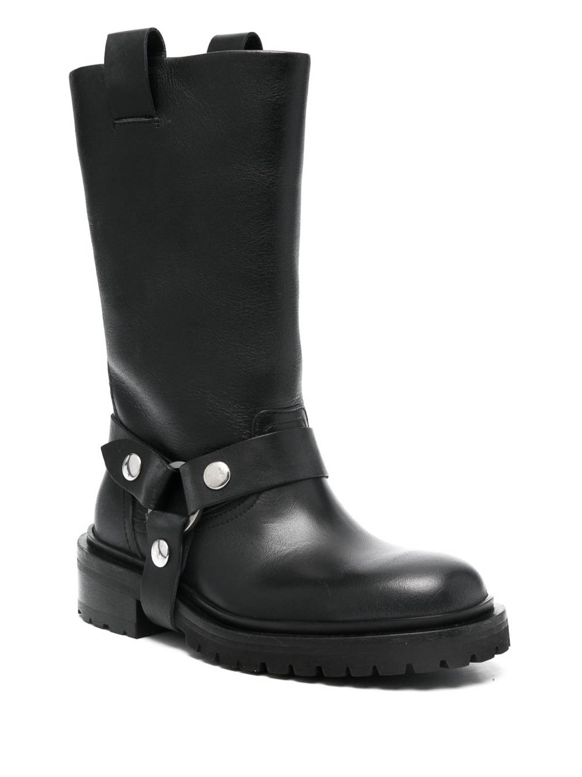 Golden Goose Distressed Black Leather Kurt Boots With Silver Accents In Black