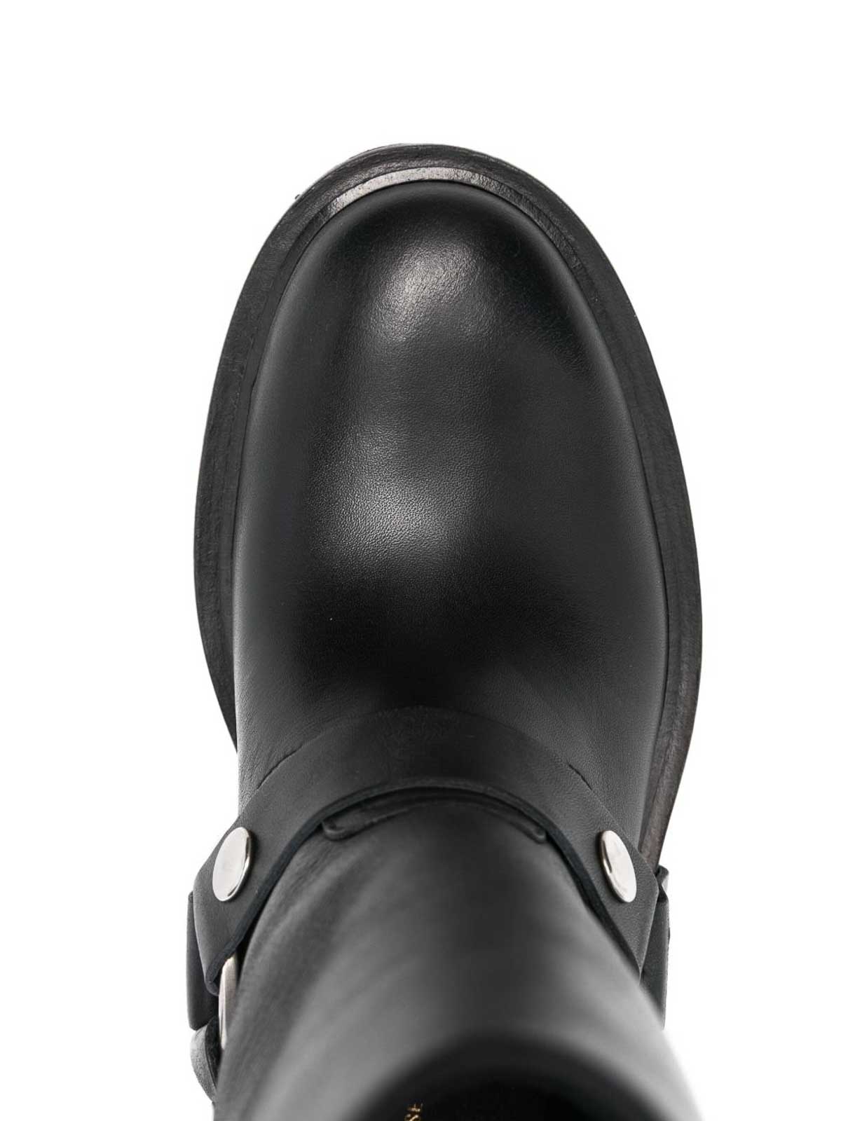 Golden Goose Distressed Black Leather Kurt Boots With Silver Accents In Black