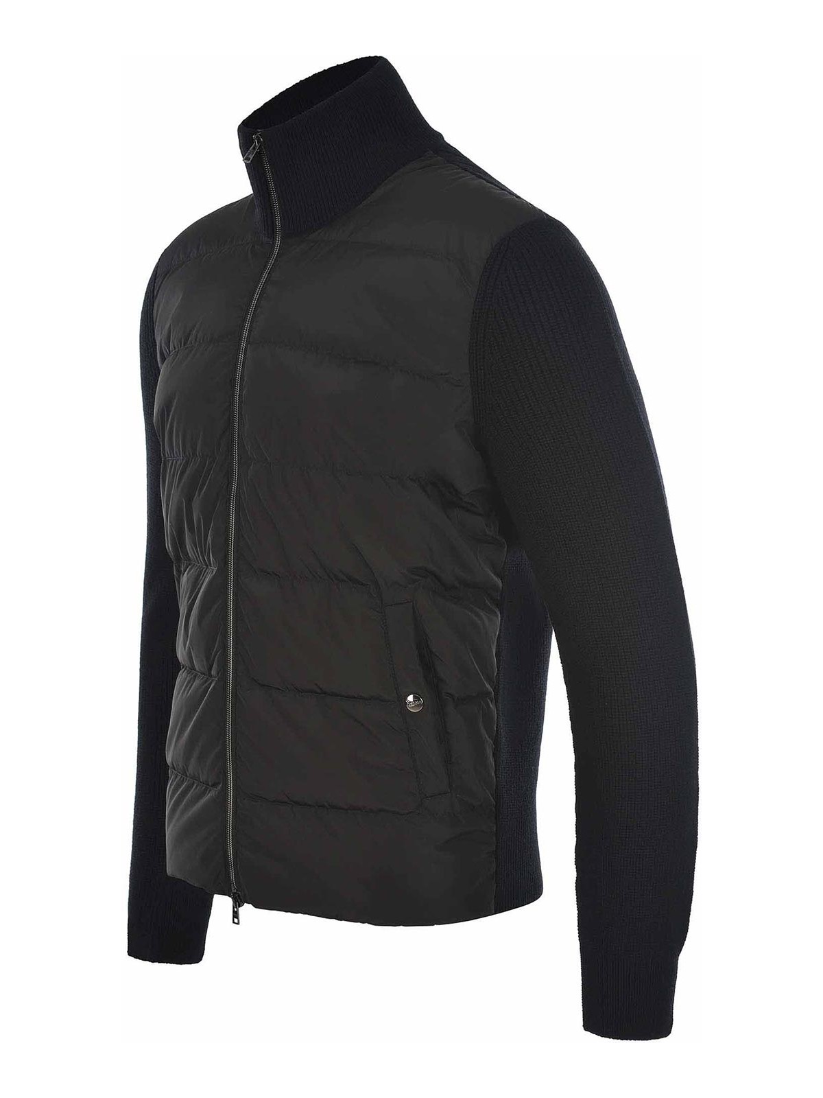 Herno Men Knitted And Padded Cardigan In Black
