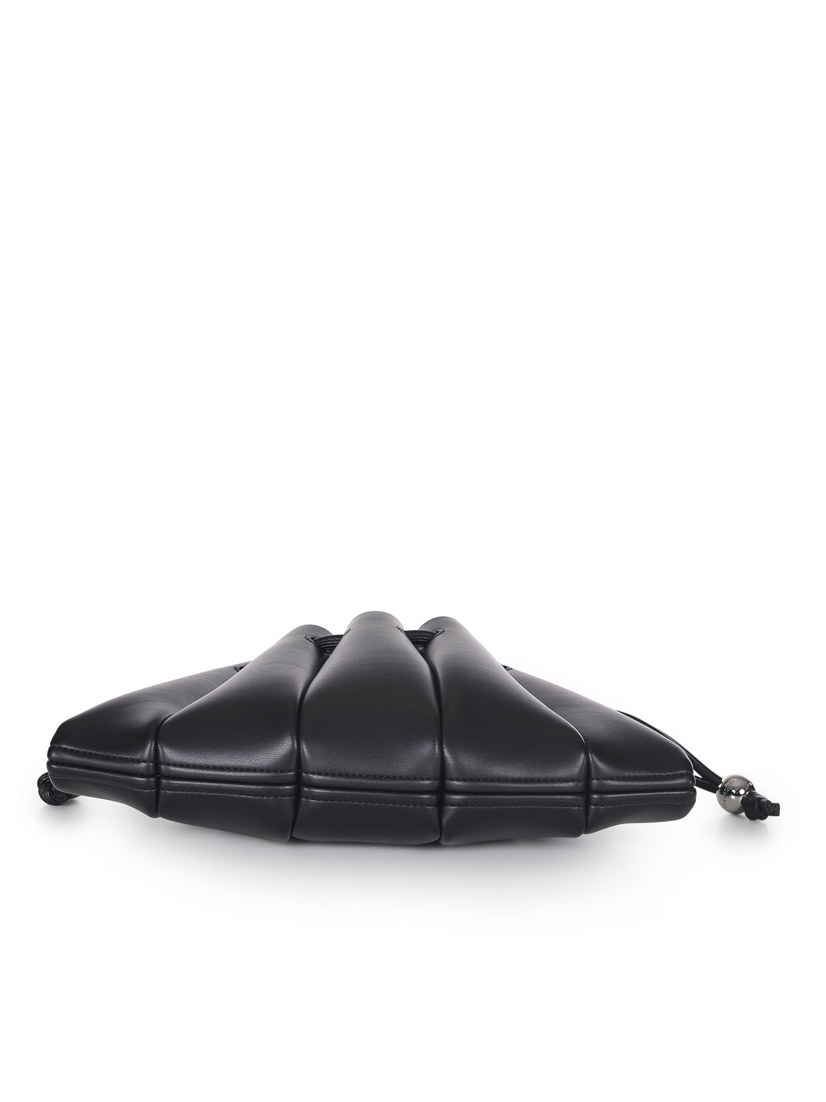 Themoirè Beaded-handle Pleated Shoulder Bag In Black