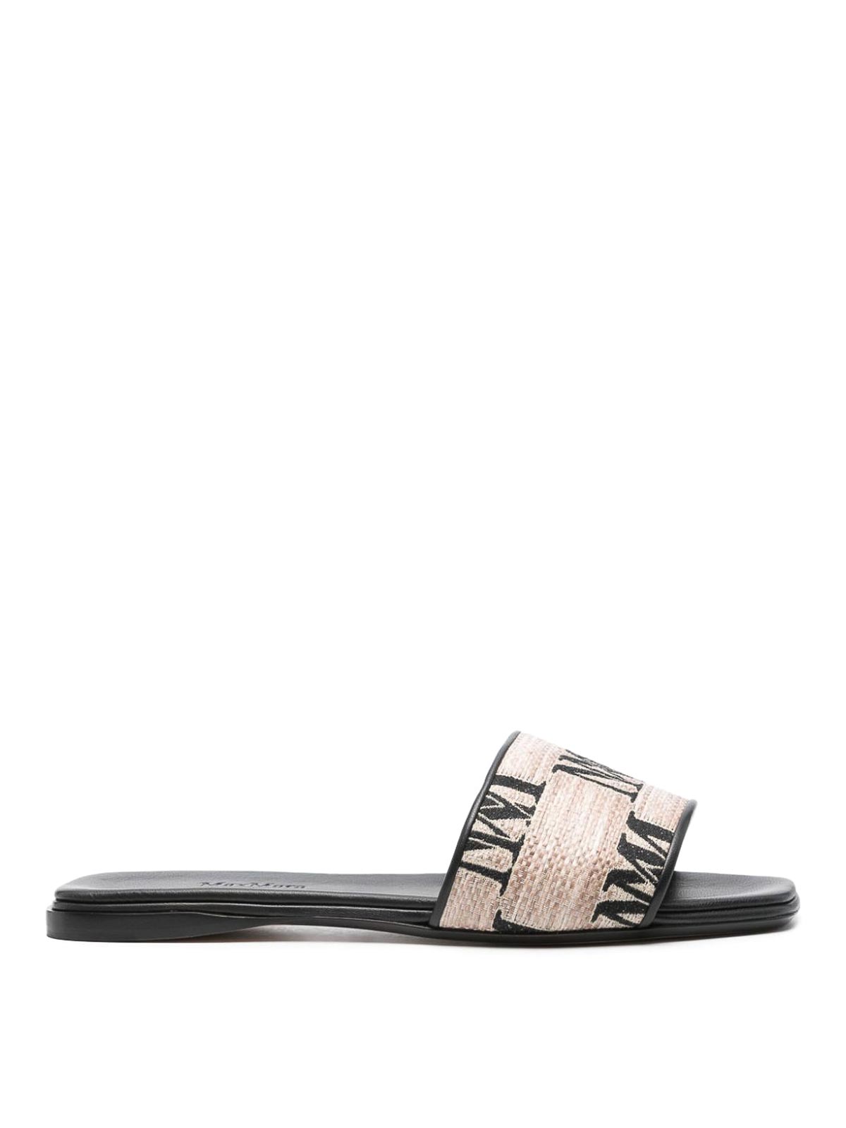Max Mara Logo Jacquard Raffia-effect Slides In Blue