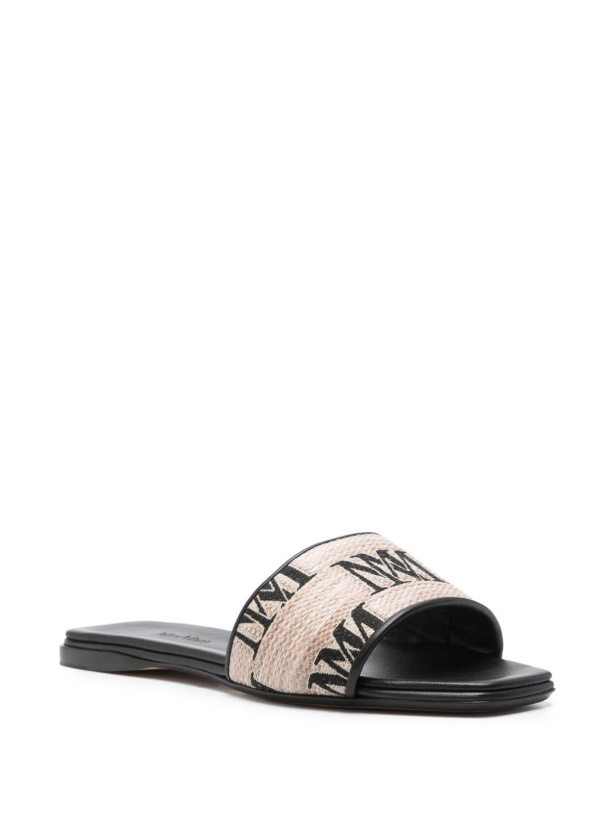 Max Mara Logo Jacquard Raffia-effect Slides In Blue