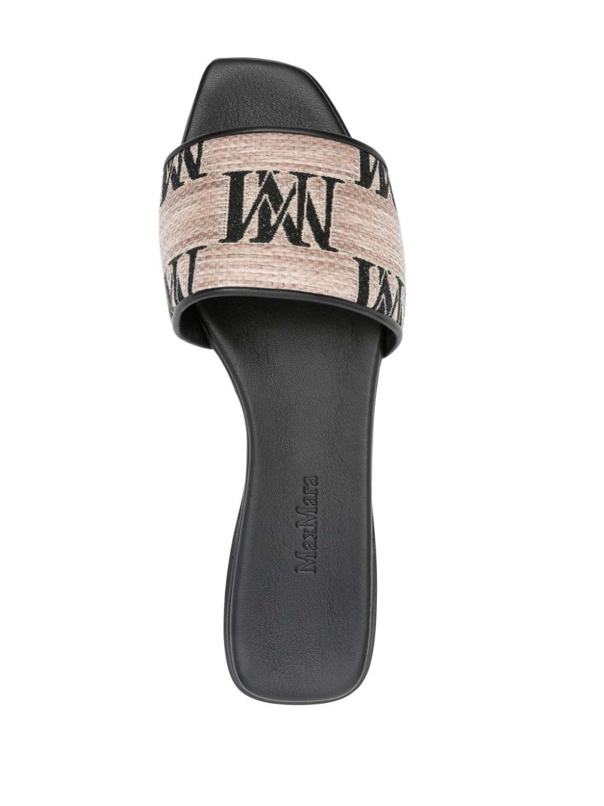 Max Mara Logo Jacquard Raffia-effect Slides In Blue