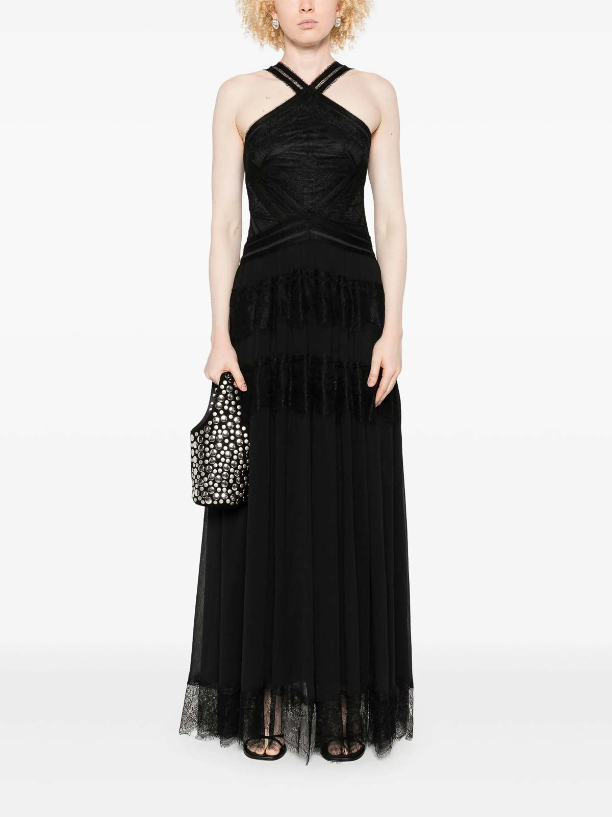 Ermanno Firenze Lace Maxi Dress In Black