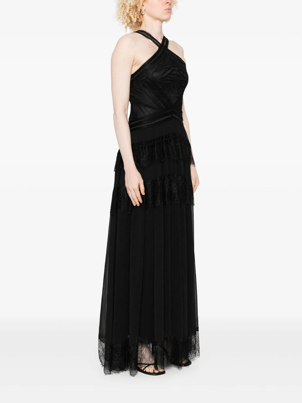 Ermanno Firenze Lace Maxi Dress In Black