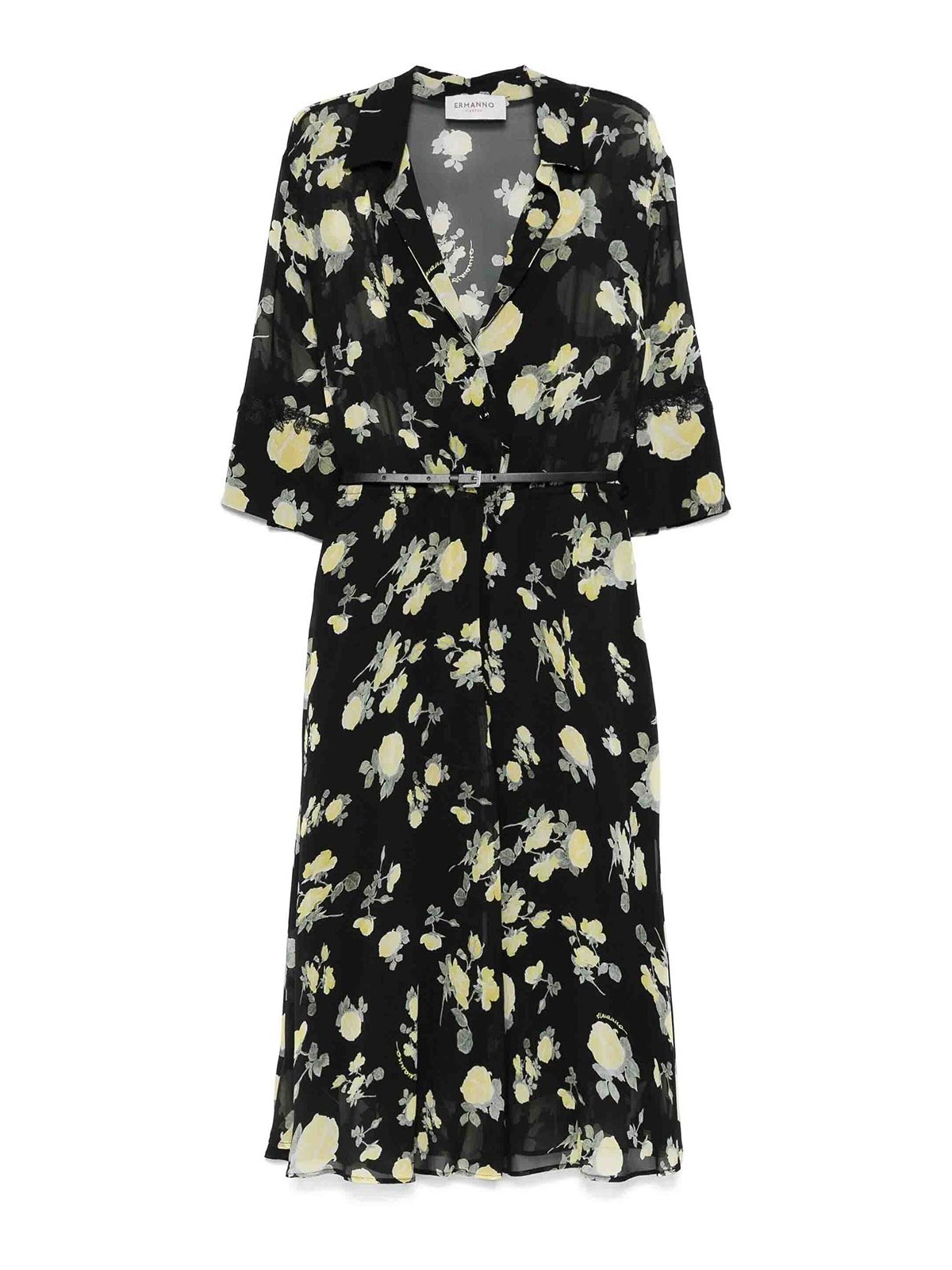 Ermanno Firenze Floral-print Dress In Yellow