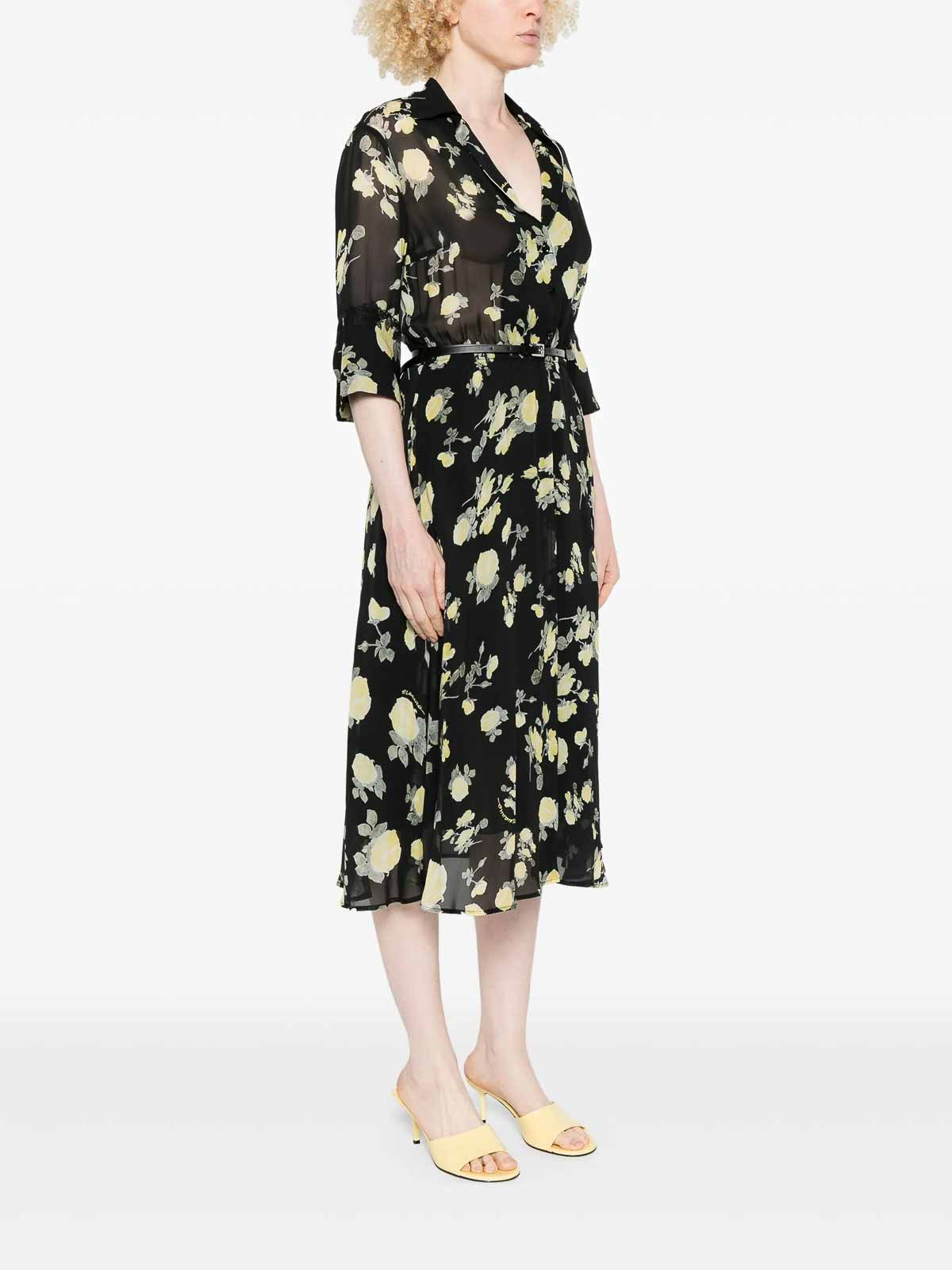 Ermanno Firenze Floral-print Dress In Yellow