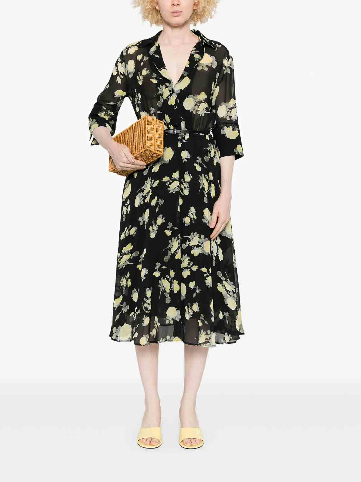 Ermanno Firenze Floral-print Dress In Yellow