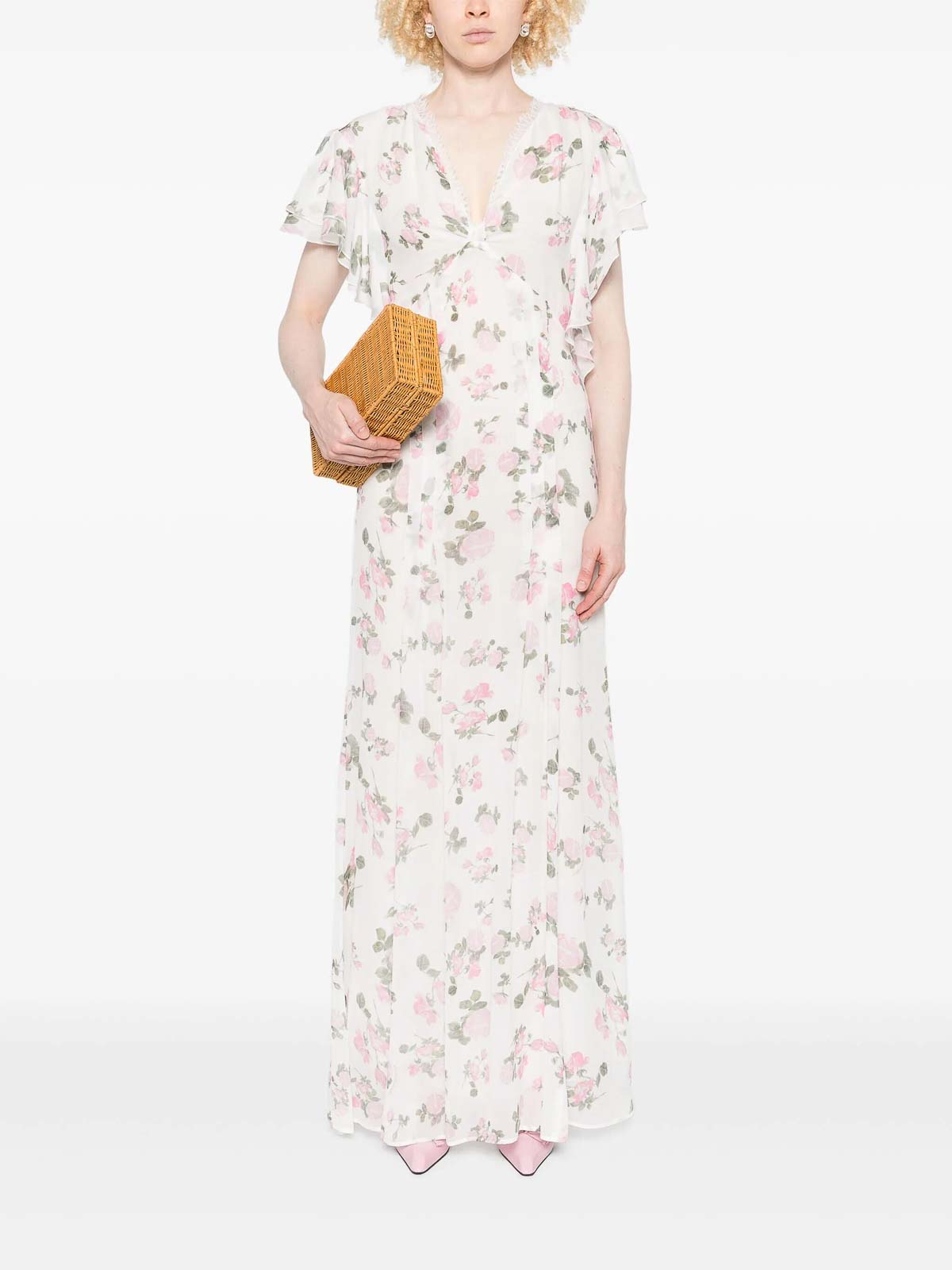 Ermanno Firenze Floral-print Maxi Dress In White