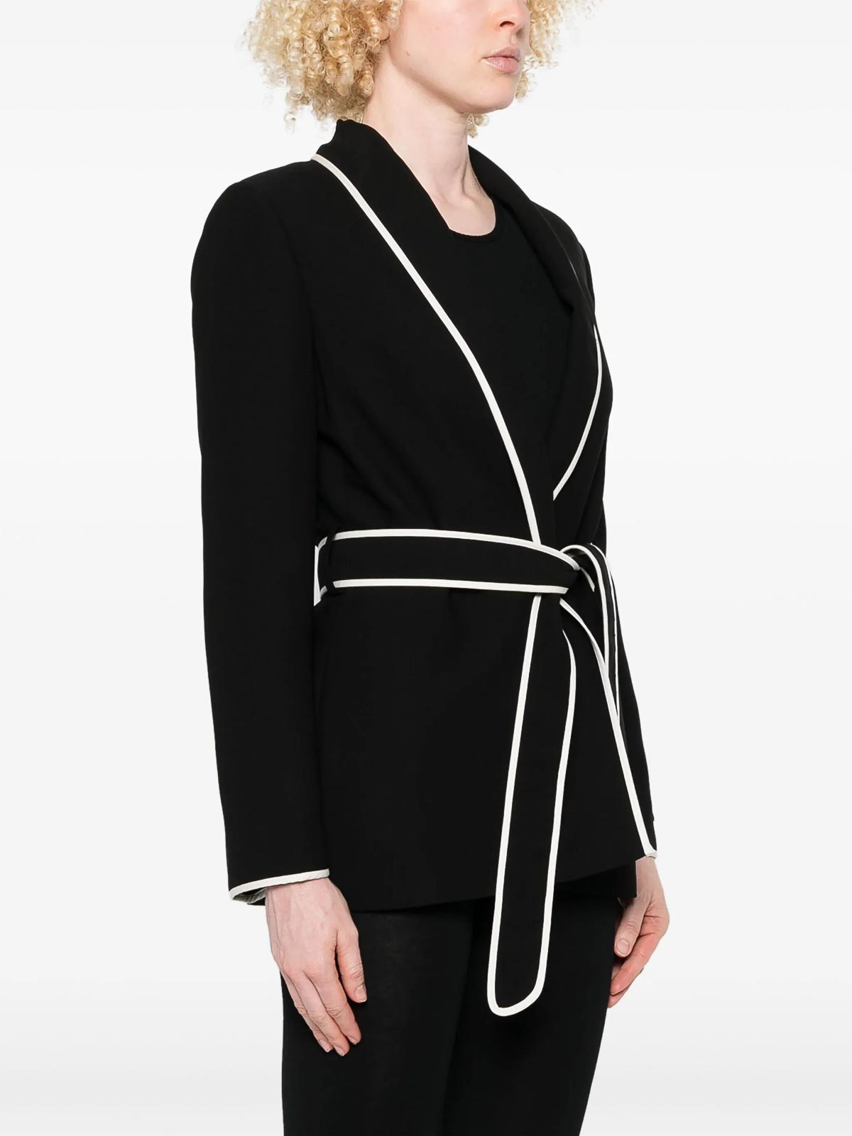 Ermanno Firenze Contrast-trim Blazer In Black
