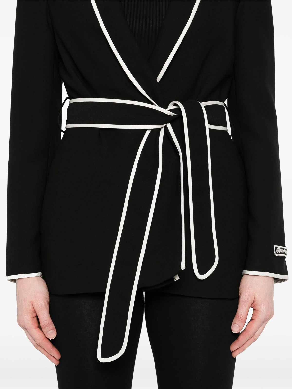 Ermanno Firenze Contrast-trim Blazer In Black