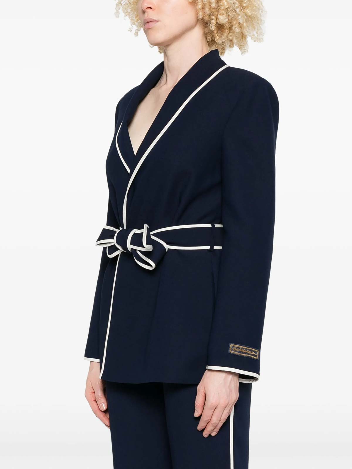 Ermanno Firenze Belted Blazer In Blue