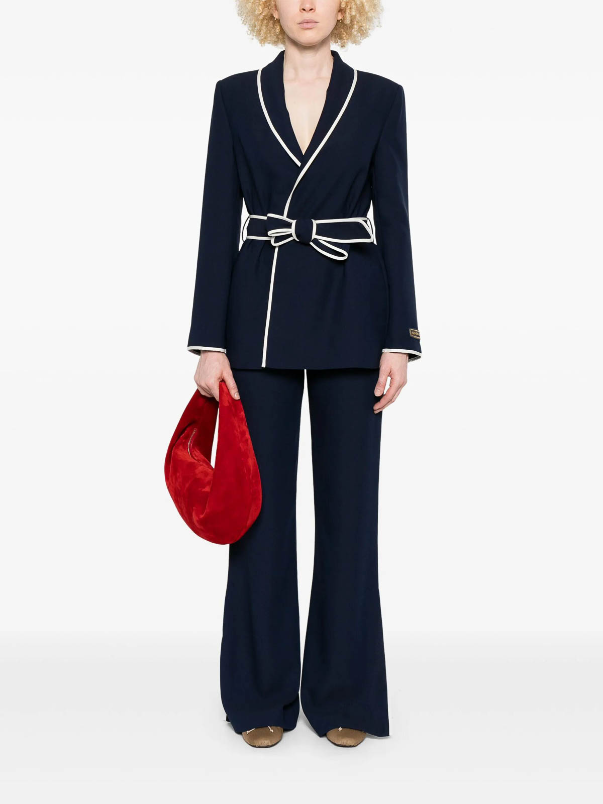 Ermanno Firenze Belted Blazer In Blue