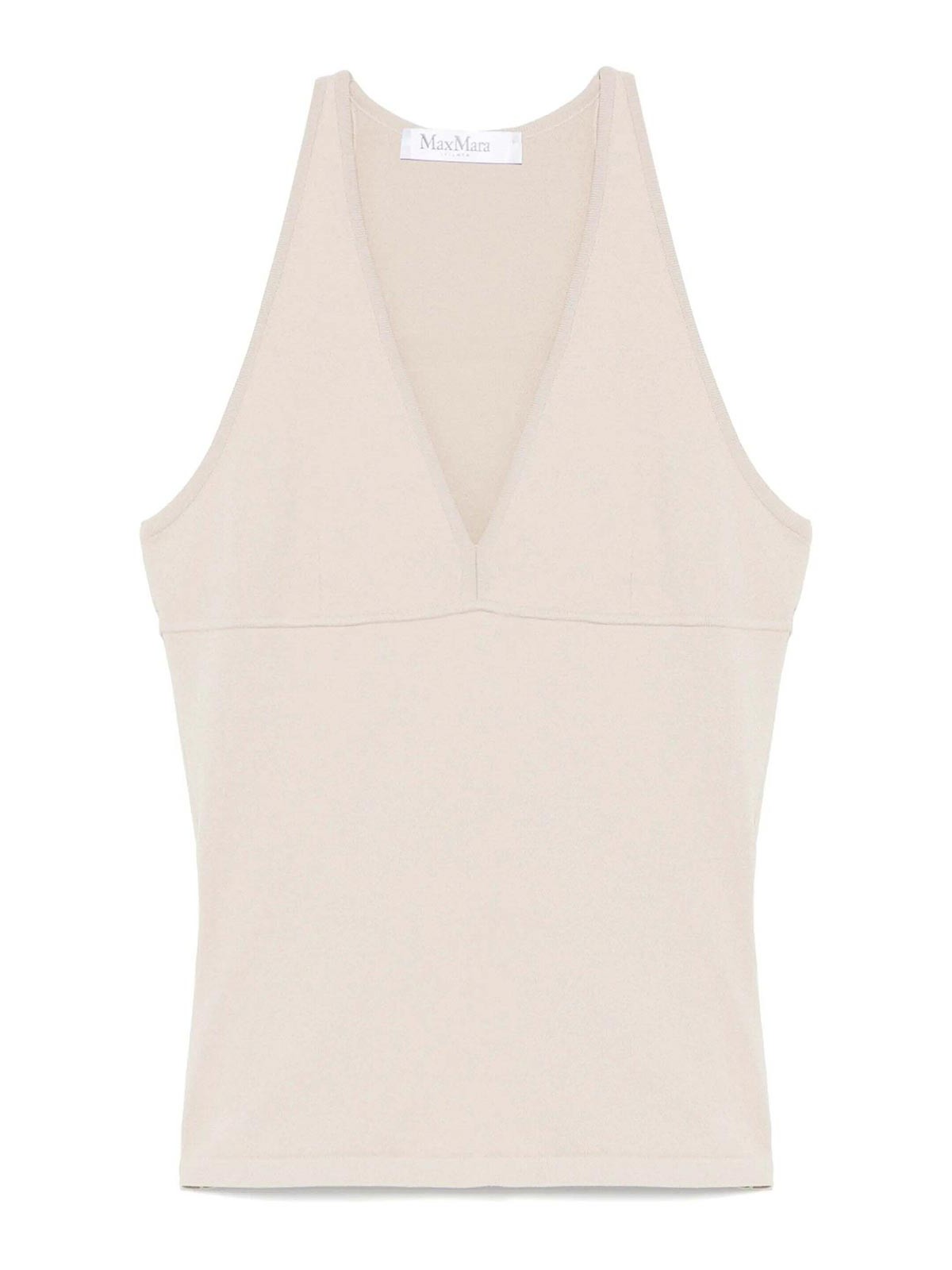 Max Mara V-neck Sleeveless Fitted Top Style In Neutral