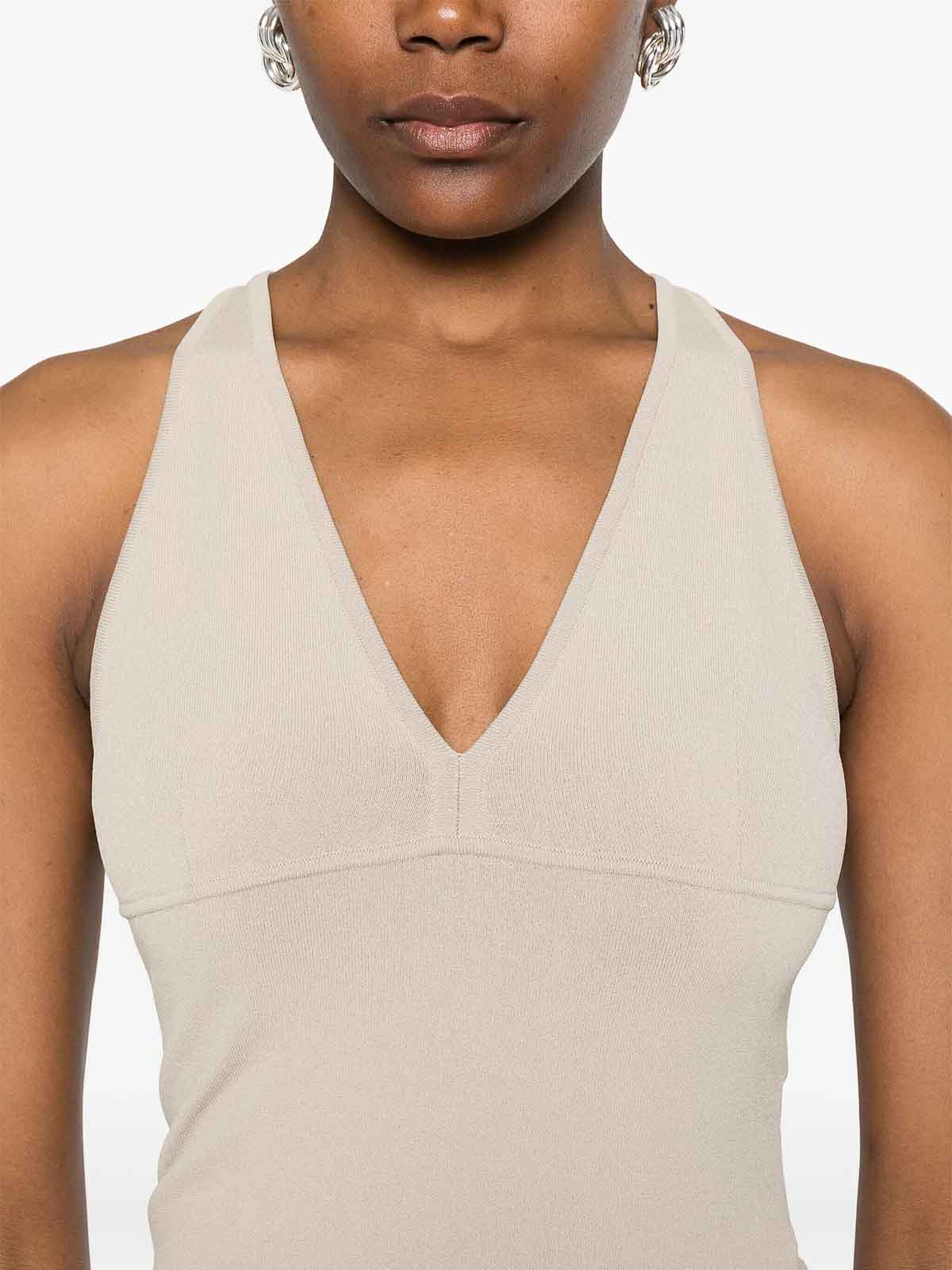 Max Mara V-neck Sleeveless Fitted Top Style In Neutral