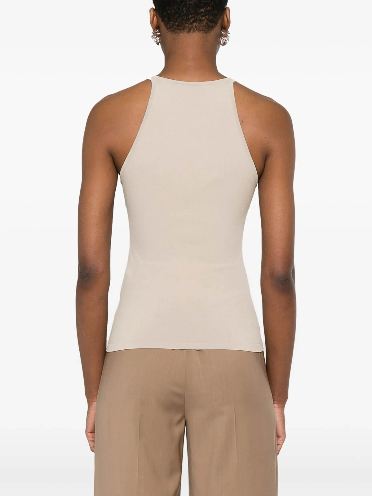 Max Mara V-neck Sleeveless Fitted Top Style In Neutral