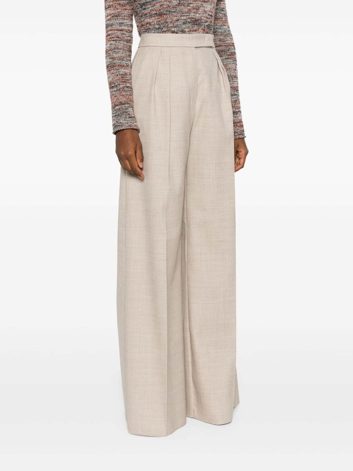 Max Mara Virgin Wool Tailored Trousers In Neutral